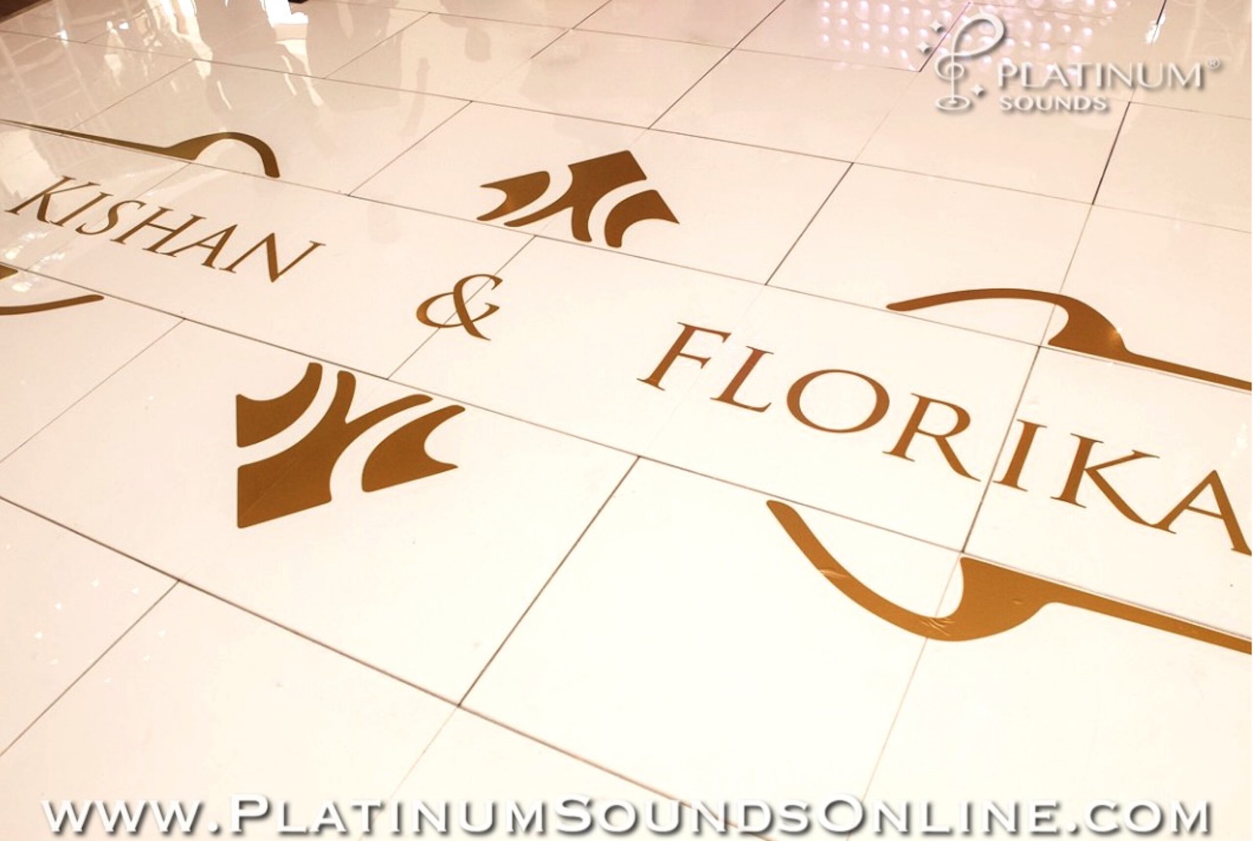 White dance floor with print – kishan & florika