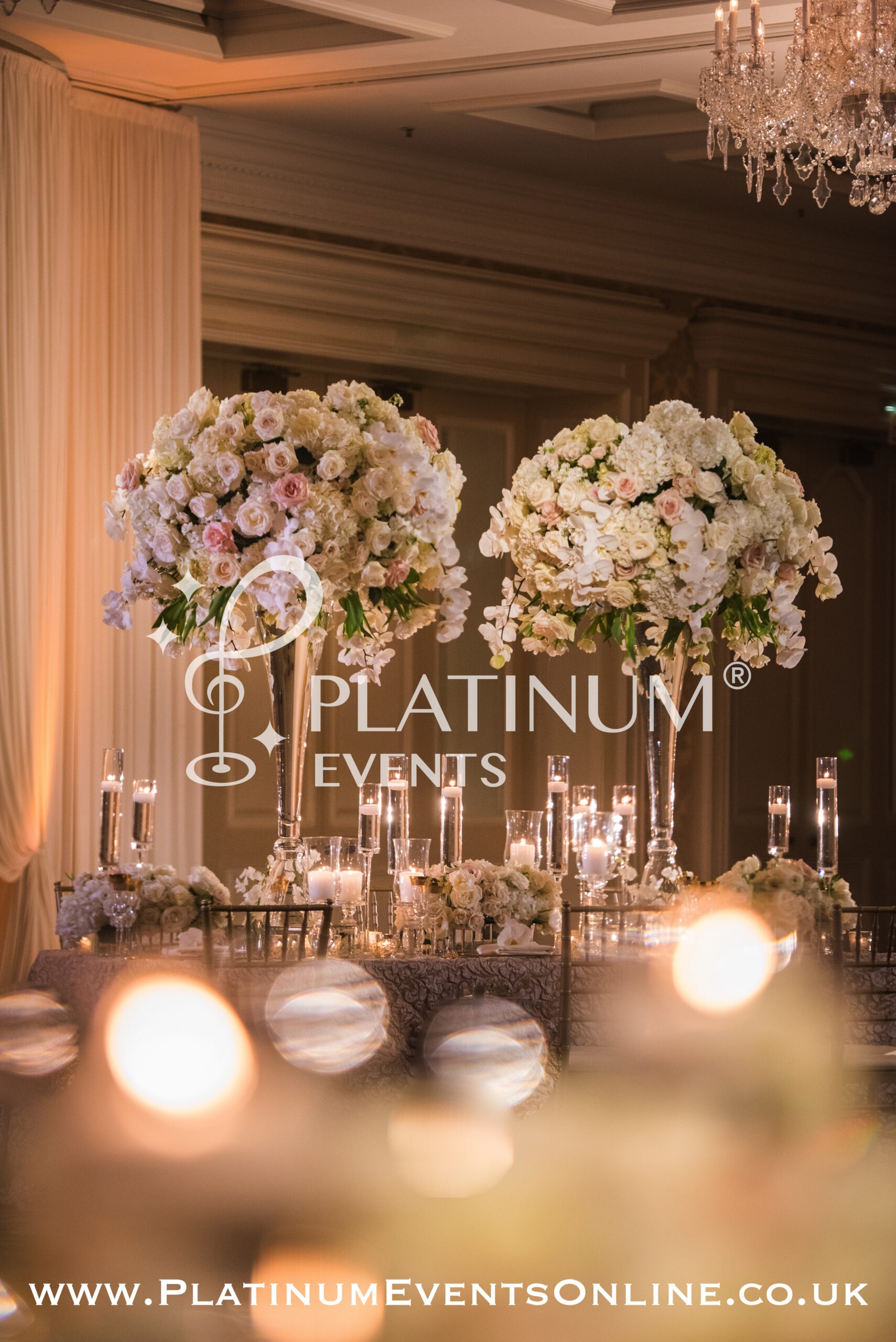 Romantic,Wedding,Table,Top,Layout,Decor,With,Large,Lush,Floral